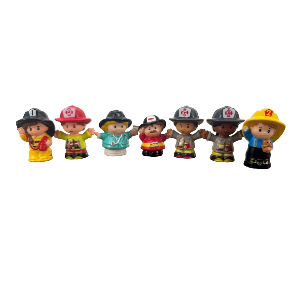 Fisher-Price Little People Firefighter Figures Lot 7pc Kids First Responders Toy